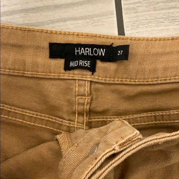 Tan colored mid rise jean shorts. - Picture 3 of 3